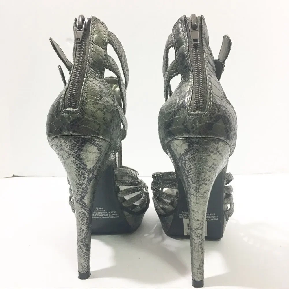 Silver Studded Platform Shoes Metallic Statement Heels Y2K Party Glam